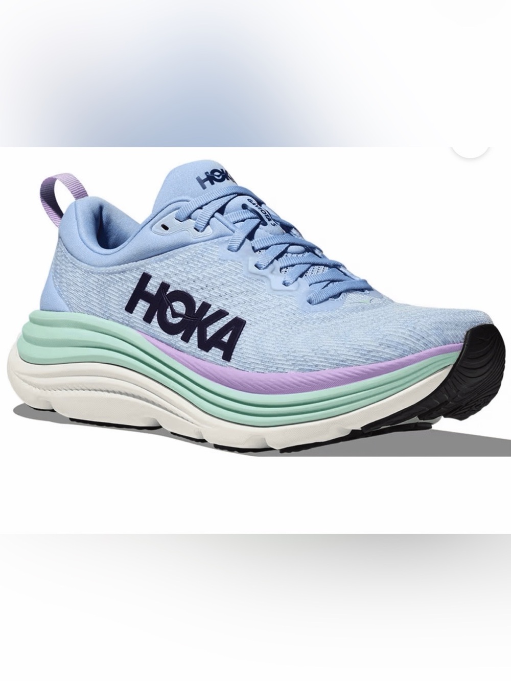 Hoka Women's Light Blue Running Shoe with Mint & Lavender Accents